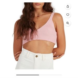 Billabong Ribbed Cropped Size Small Pale Pink Tank Top